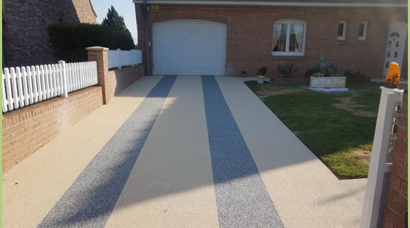 Des entrées de garage en granulat de marbre