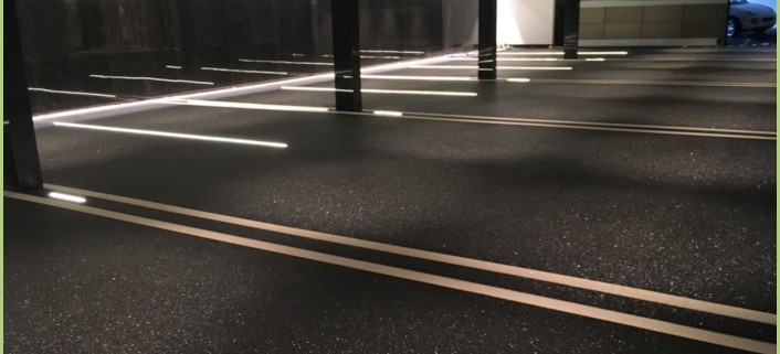 Parking souterrain en granulat de marbre – Après